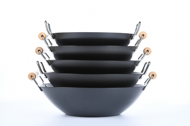 Natural season Wok with Double Woden handle